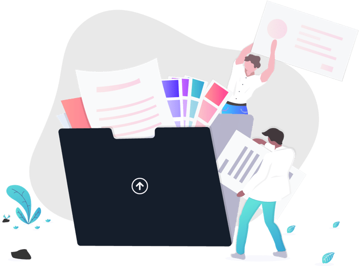Files stored in the cloud illustration