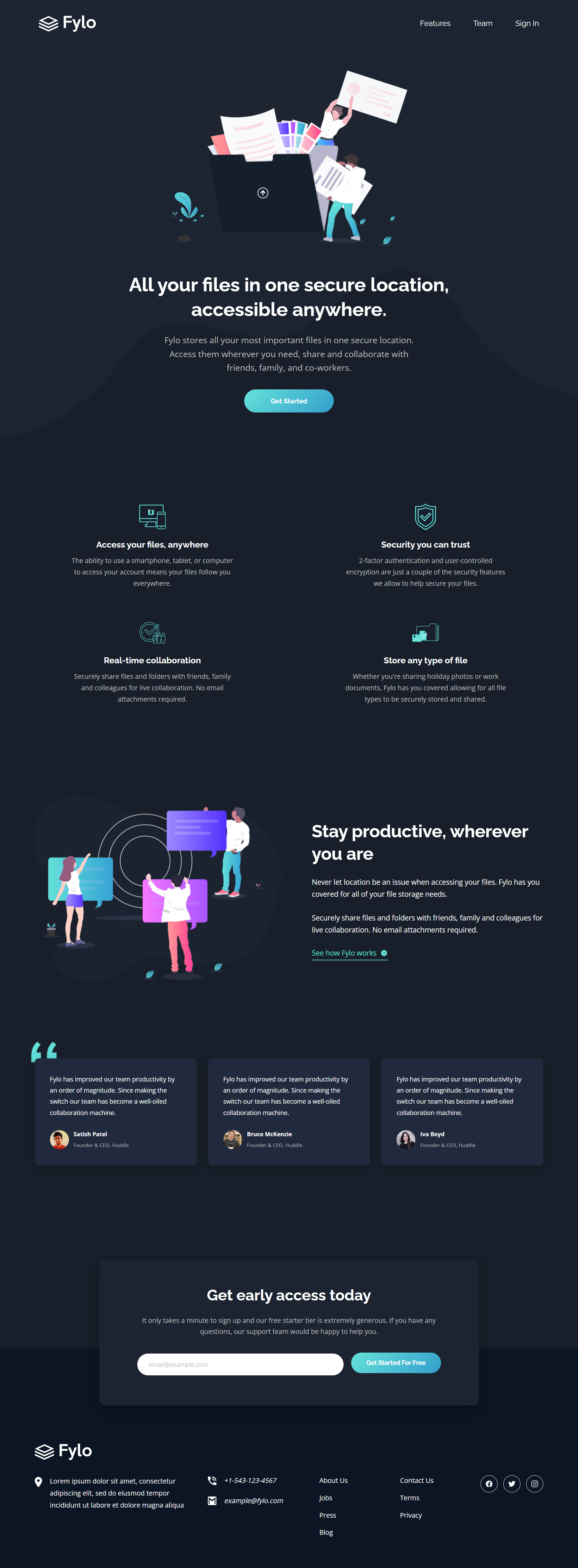 Fylo Dark Theme Landing Page preview