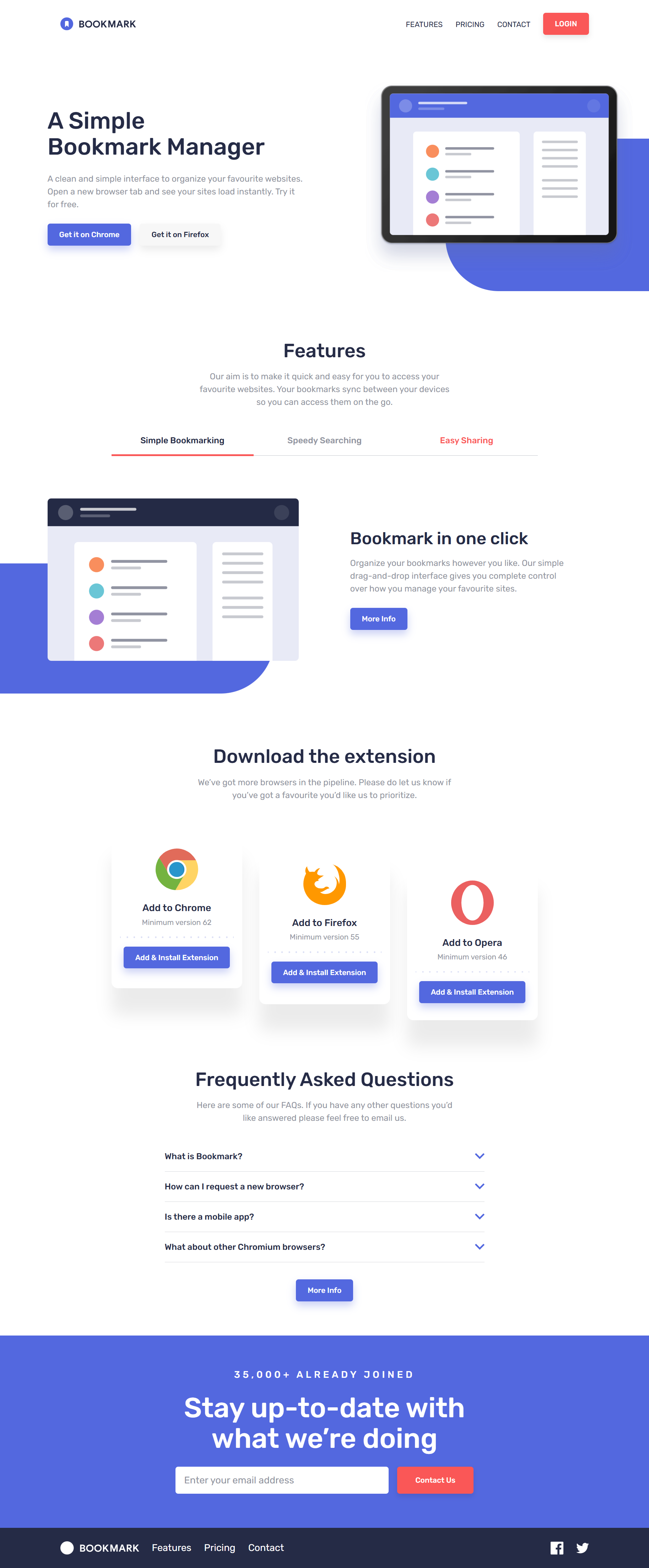 Bookmark Landing Page preview
