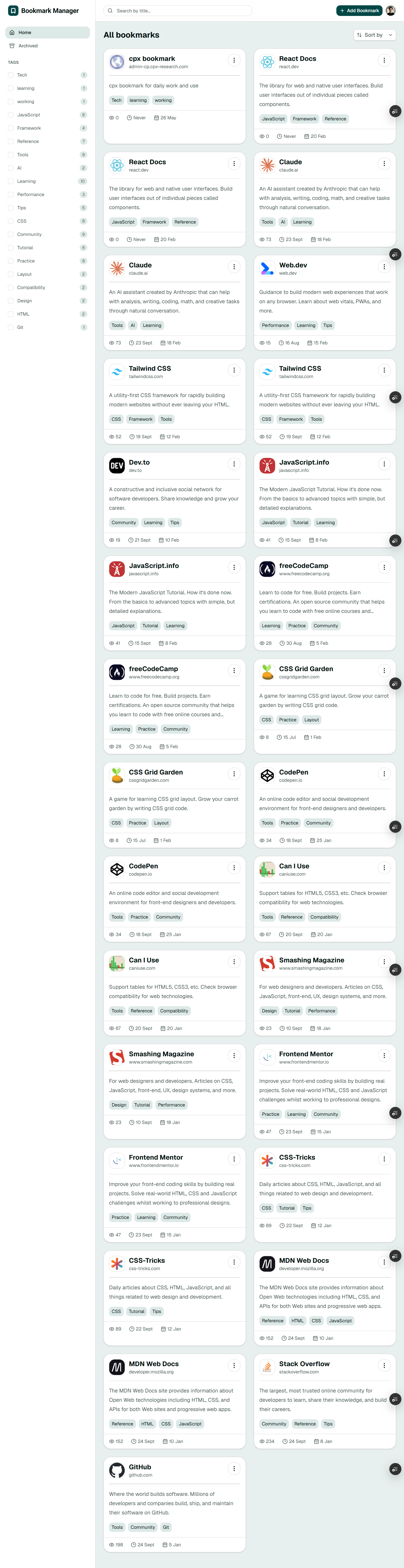 Bookmark Manager App preview