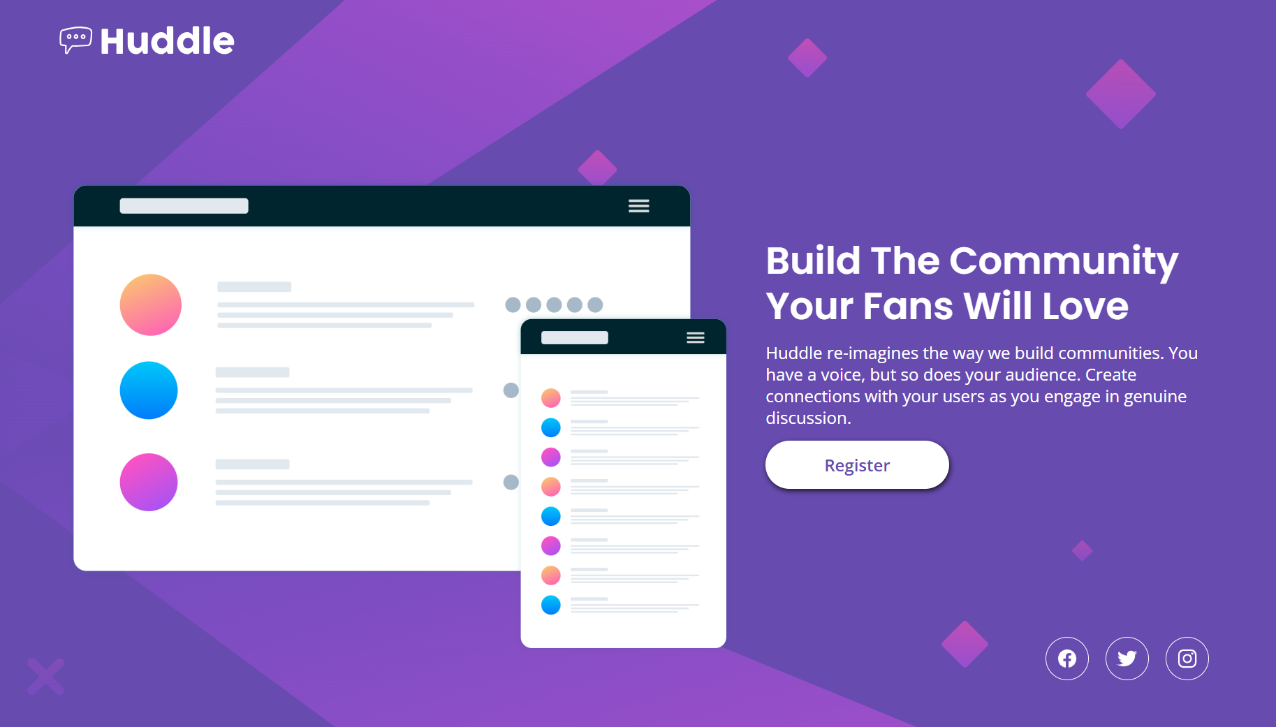Huddle Landing Page preview
