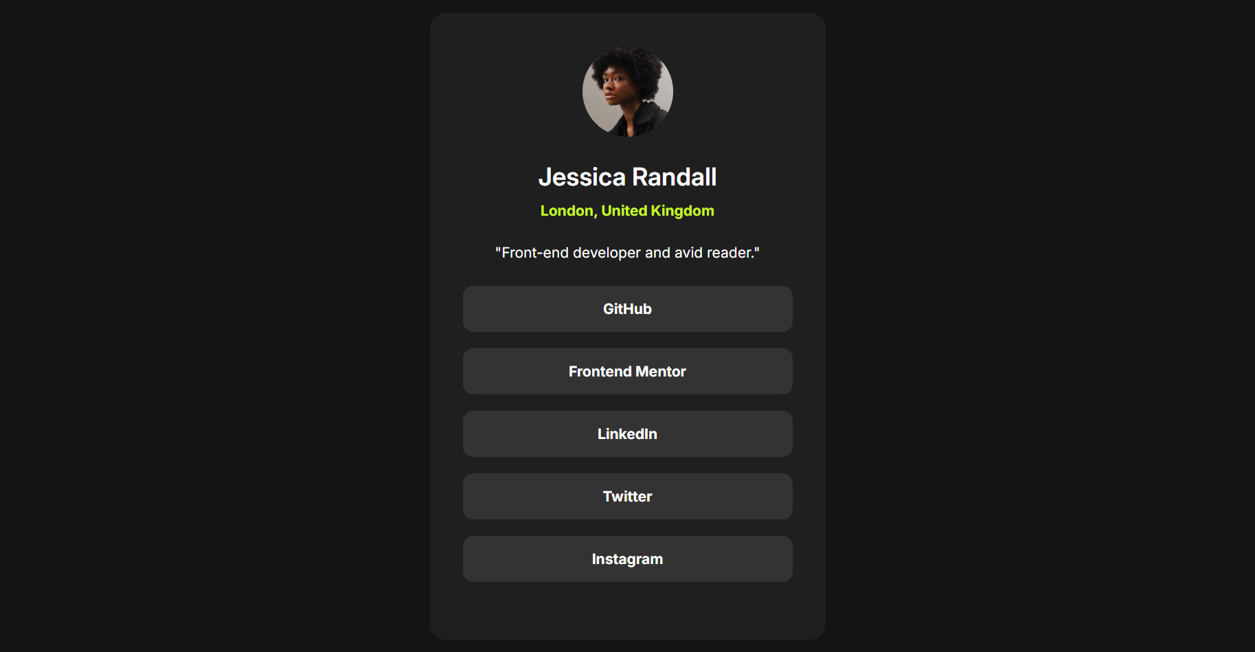 Social Links Profile preview